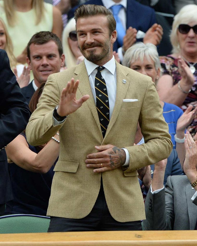 David Beckham at Wimbledon Tennis Showcasing his suit